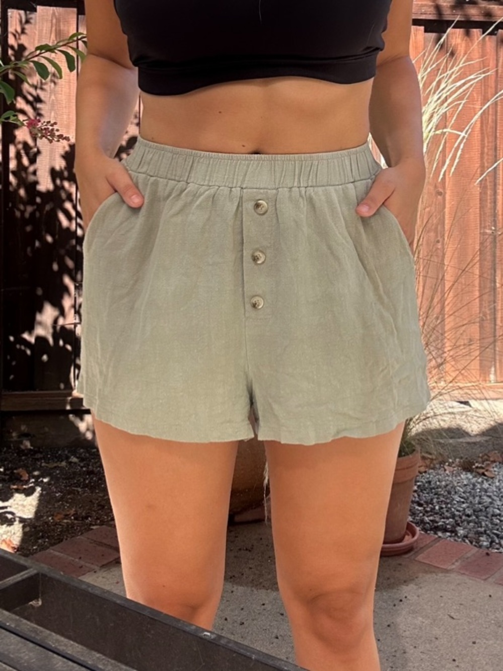 Sage Green Cotton Shorts